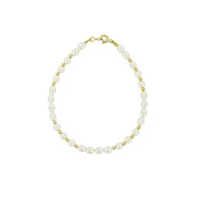 BRACELET OR JAUNE 750/00 PERLE DE CULTURE EAU DOUCE CHINE 4/4,5MM