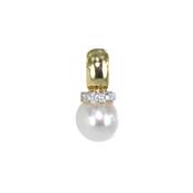 PENDENTIF OR JAUNE 750/00 1.00g AKOYA JAPON 8/8,5MM RONDE BLANCHE 5 DIAMANT BLANC 0.04CT