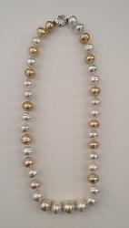 COLLIER OR GRIS 750/00 1.40g MERS DU SUD AUSTRALIE 11/13,8MM BAROQUE BLANC/GOLD