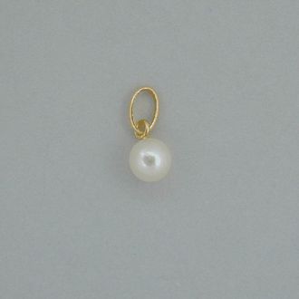 PENDENTIF OR JAUNE 375/00 0.29g EAU DOUCE CHINE 7.5/8MM RONDE BLANCHE RUBIS