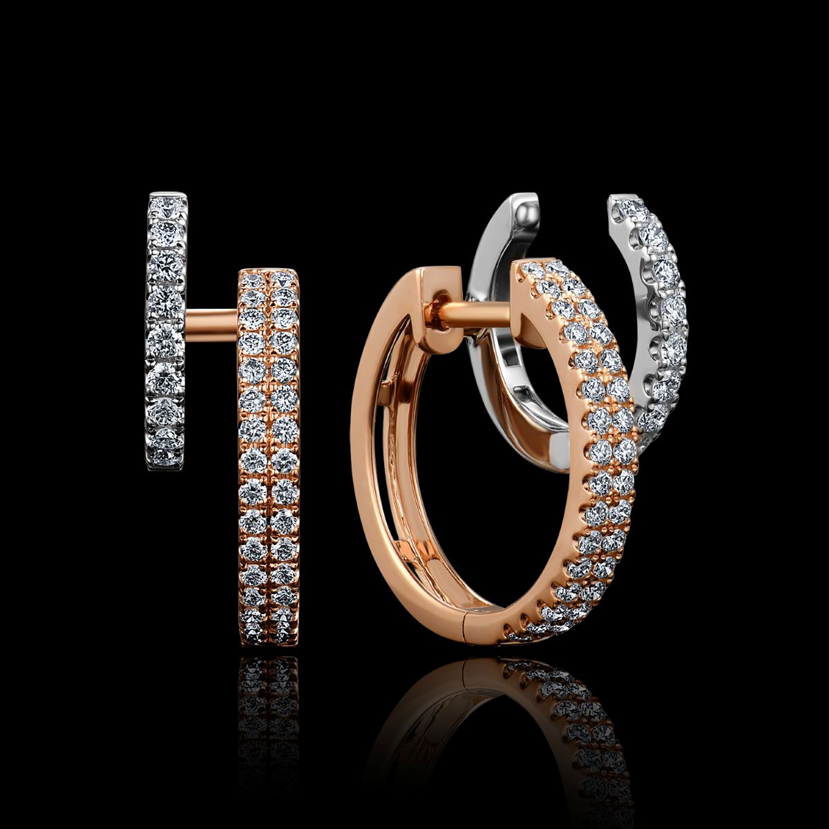 BO OR GRIS ET OR ROSE 750/00 3.10g 82 DIAMANTS RONDS 0.45CT