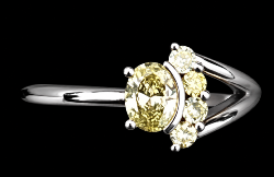 BAGUE OR GRIS 750/00 3.96g 5 DIAMANTS 0.57CT
