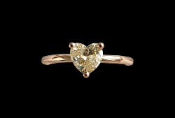 BAGUE OR ROSE 750/00 1.90g 1 DIAMANT COEUR DE COULEUR 0.57CT
