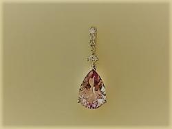 PENDENTIF OR ROSE 750/00 0.80g 1 AMETHYSTE 1.14CT 5 DIAMANT 0.08CT