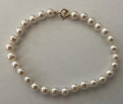 BRACELET OR JAUNE 375/00 g EAU DOUCE CHINE 5/5.5MM BOUTON BLANC