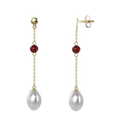 BO OR JAUNE 375/00 PERLE DE CULTURE EAU DOUCE CHINE 7,5/8MM