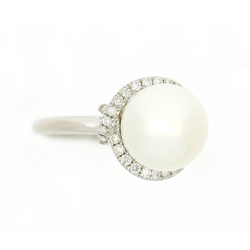 BAGUE OR GRIS 750/00 PERLE DE CULTURE EAU DOUCE CHINE 9,5/10MM