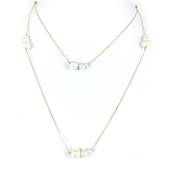 COLLIER OR JAUNE 750/00 2.00g EAU DOUCE CHINE 3/7,5MM SEMI-RONDE BLANCHE