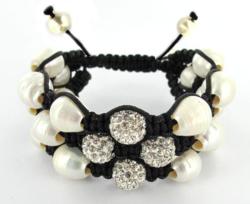 BRACELET EAU DOUCE CHINE 10/11MM CERCLEE BLANCHE 4 CRISTAL BLANC