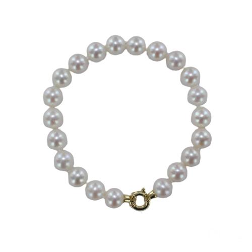 BRACELET OR JAUNE 750/00 1.04g AKOYA JAPON 7/7,5MM RONDE BLANCHE