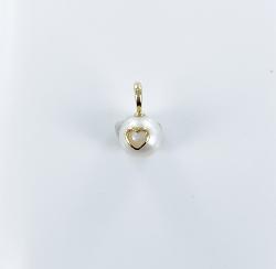 PENDENTIF OR JAUNE 750/00 0.27g EAU DOUCE CHINE 7/7,5MM SEMI-RONDE BLANCHE