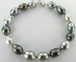 BRACELET OR GRIS 750/00 0.46g MERS DU SUD TAHITI 8/9MM BAROQUE