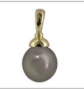 PENDENTIF OR JAUNE 750/00  MER DU SUD TAHITI 10/11MM SEMI-RONDE