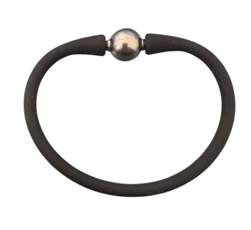 BRACELET ACIER  MERS DU SUD TAHITI 10/11MM SEMI-RONDE NOIRE