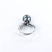 BAGUE OR GRIS 750/00 PERLE DE CULTURE MERS DU SUD TAHITI 10/11MM