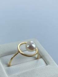 BAGUE OR JAUNE 750/00 1.80g EAU DOUCE CHINE 6/6,5MM  RONDE BLANCHE T54