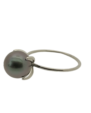 BAGUE OR GRIS 750/00 PERLE DE CULTURE MERS DU SUD TAHITI 8/9MM