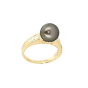 BAGUE OR JAUNE 750/00 PERLE DE CULTURE MERS DU SUD TAHITI 9/10MM