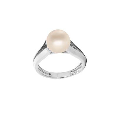 BAGUE OR GRIS 750/00 PERLE DE CULTURE EAU DOUCE CHINE 8/8,5MM