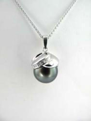 COLLIER ARGENT 925/00 4.54g MERS DU SUD TAHITI 10/11MM SEMI-RONDE 10 TOPAZE BLANC