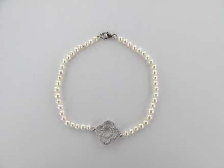 BRACELET ARGENT 925/00 0.89g EAU DOUCE CHINE 3/3,5MM RONDE BLANCHE OXYDE BLANC