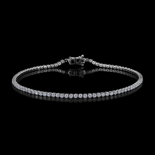BRACELET OR GRIS 750/00 3.00g 90 DIAMANTS RONDS 2.18CT