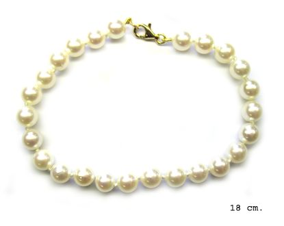 BRACELET OR JAUNE 375/00 0.34g AKOYA JAPON 6/6,5MM RONDE BLANCHE