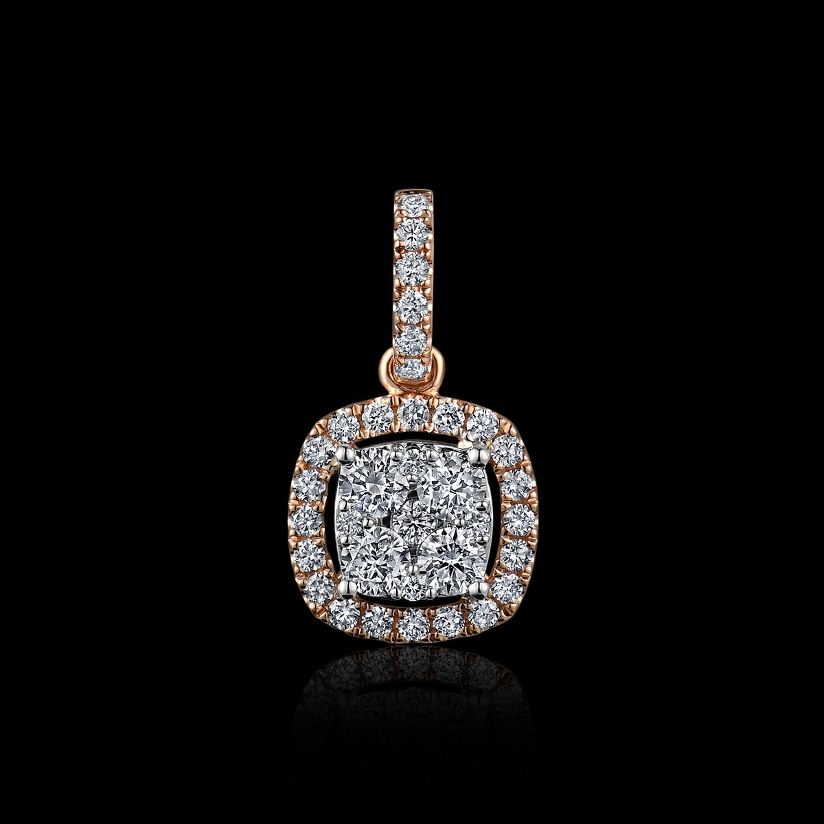 PENDENTIF OR GRIS / OR ROSE 750/00 0.79g 35 DIAMANTS RONDS 0.28CT