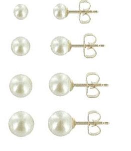 LOT DE 2 BO OR JAUNE 750/00 AKOYA JAPON 5/5.5-6/6.5 MM RONDE POUSSETTES 0.72 GR