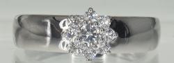 BAGUE OR GRIS PALLADIE 750/00 4.94g 9 DIAMANT 0.31CT T54