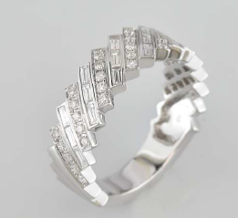 BAGUE OR GRIS 750/00 5.32g 53 DIAMANT 0.65 T54