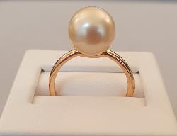 BAGUE OR ROSE 750/00  T54  MER DU SUD AUSTRALIE 9/10MM RONDE GOLD