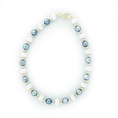 BRACELET OR JAUNE 375/00 PERLE DE CULTURE EAU DOUCE CHINE 4,5/5MM