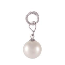 PENDENTIF OR GRIS 375/00 EAU DOUCE CHINE 9,5/10MM RONDE BLANCHE 9 OXYDE BLANC