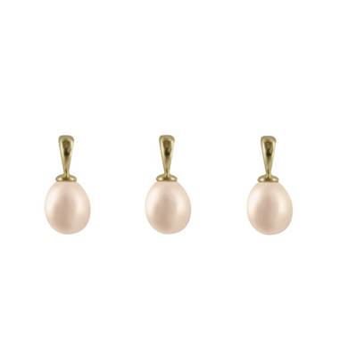 LOT DE 3 PENDENTIFS OR JAUNE EAU DOUCE 6,5/7MM