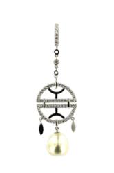 PENDENTIF ARGENT 925/00 4.89g EAU DOUCE CHINE 10/10,5MM POIRE BLANCHE 61 OXYDE BLANC 1.03CT