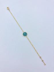 BRACELET OR JAUNE 750/00 1.65g 1 TURQUOISE BLEU