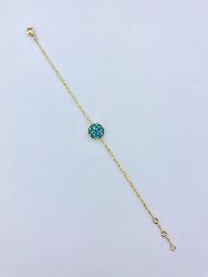 BRACELET OR JAUNE 750/00 1.65g 1 TURQUOISE BLEU 1.23CT