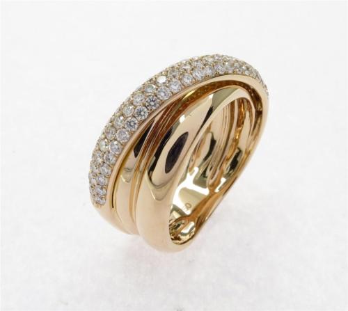 BAGUE OR JAUNE 750/00 7.41g 73 DIAMANT 0.62 T54
