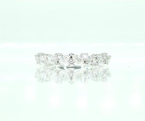 BAGUE OR GRIS PALLADIE 750/00 3.04g 15 DIAMANTS 0.66CT T54