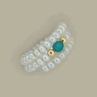 BAGUE OR JAUNE 375/00 0.04g EAU DOUCE CHINE 3,5/4MM BOUTON BLANCHE