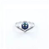 BAGUE OR GRIS  750/00 PERLE DE CULTURE MER DU SUD TAHITI 7/8MM