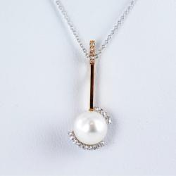 COLLIER 2 ORS 375/00  EAU DOUCE CHINE 8/8,5MM SEMI-RONDE NATURELLE 15 OXYDE