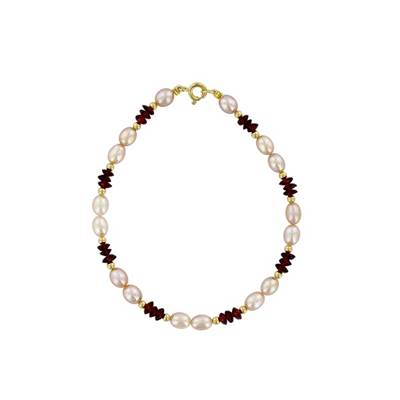 BRACELET OR JAUNE 375/00 PERLE DE CULTURE EAU DOUCE CHINE 4,5/5MM