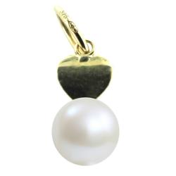 PENDENTIF OR JAUNE 375/00 0.11g EAU DOUCE CHINE 5/5,5MM RONDE BLANCHE