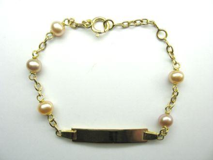 BRACELET OR JAUNE 375/00 EAU DOUCE CHINE 3,5/4MM BAROQUE NATURELLE
