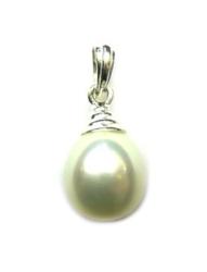 PENDENTIF ARGENT 925/00 0.60g EAU DOUCE CHINE 10/11MM POIRE BLANCHE