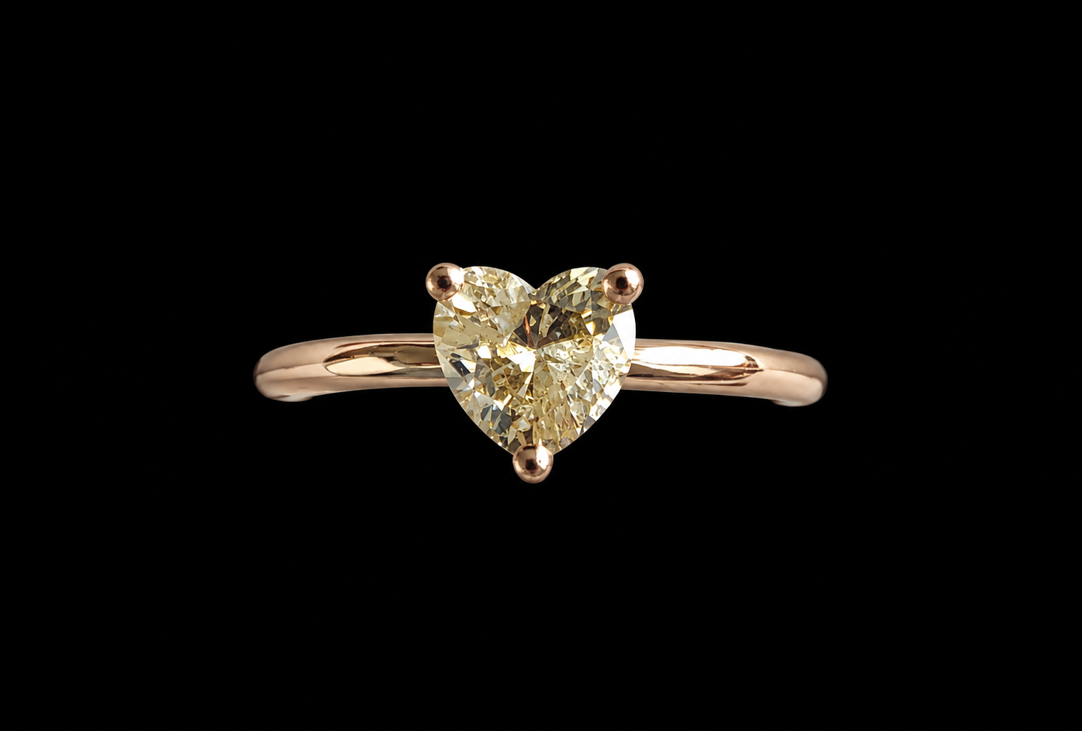 BAGUE OR ROSE 750/00 1.90g 1 DIAMANT COEUR DE COULEUR 0.57CT