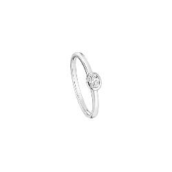 BAGUE OR GRIS 750/00 1.80g 1 DIAMANT OVALE BLANC 0.19CT T54