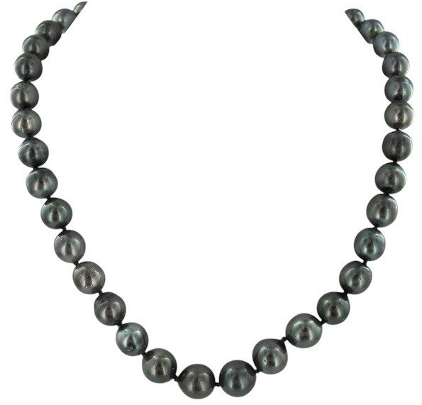 COLLIER OR GRIS 750/00 1.20 GR MER DU SUD TAHITI 10/11MM SEMI-RONDE